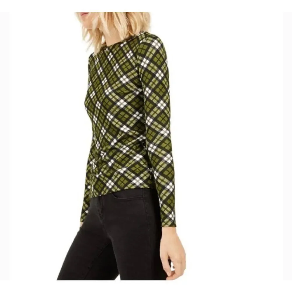 Michael Kors Plaid Green Long Sleeve Shirt Sz  S